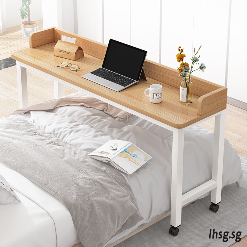 LHSG Movable Table Cross Bed Table Desk With Wheels Movable Computer