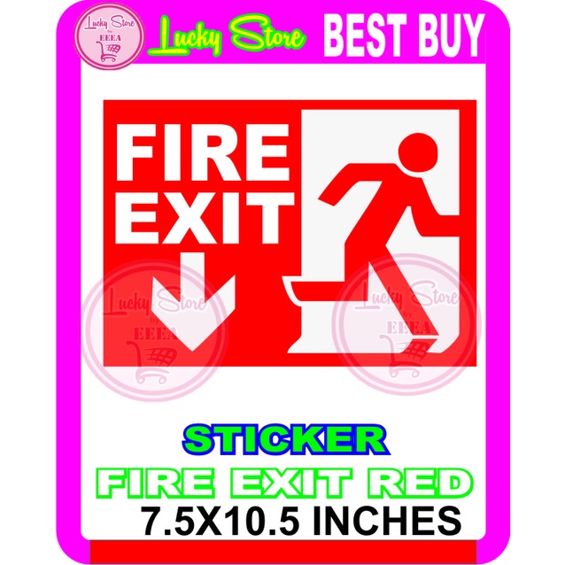 STICKERS ONLY FIRE EXIT SIZE 7.5 X 10.5 INCHES | Shopee Philippines