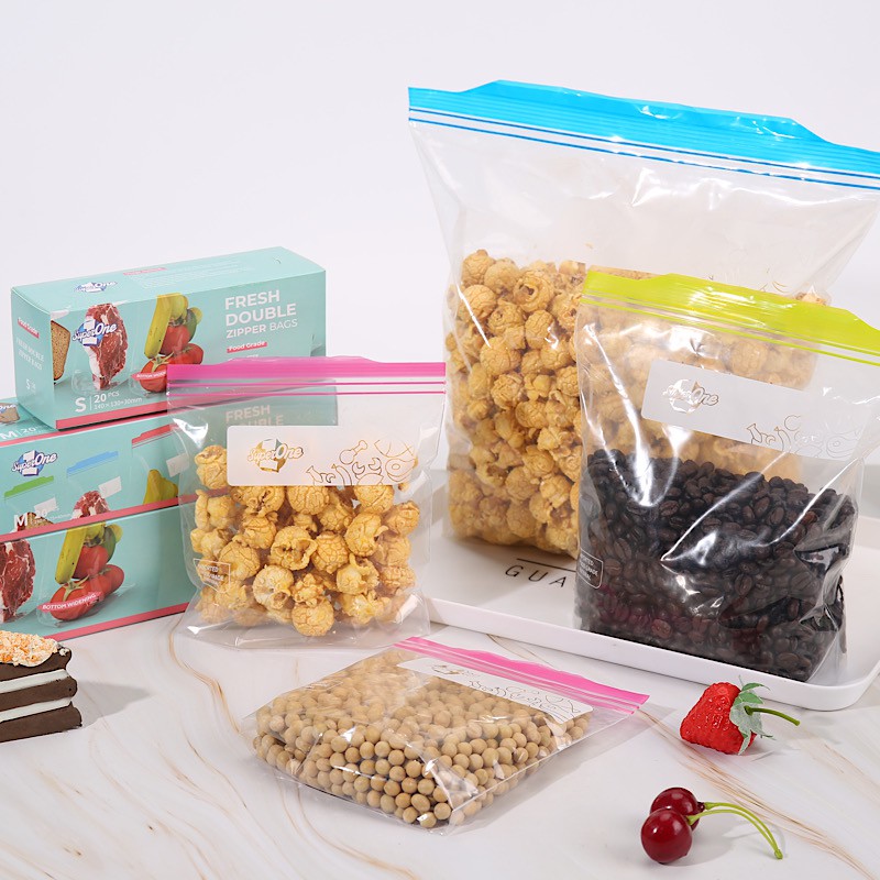 Fresh Double Zipper Food Zipper Lock Widen Pouch Bag Plastic