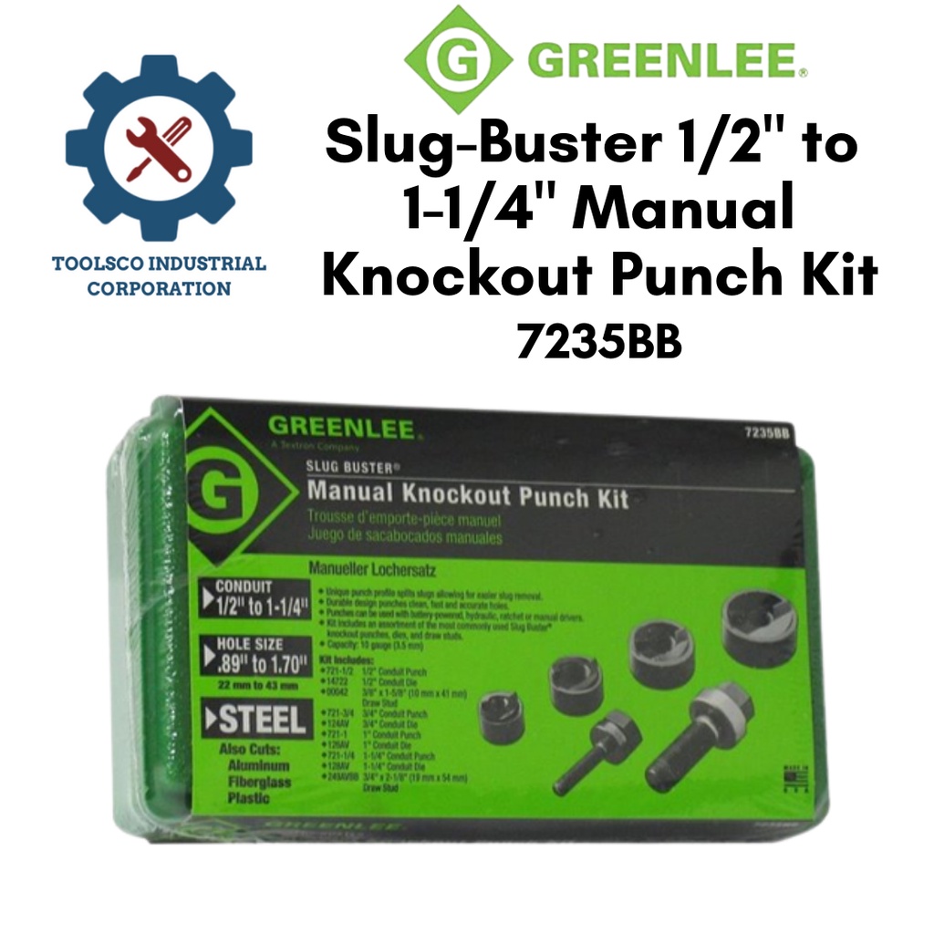 Greenlee SlugBuster 1/2" to 1 1/4" Manual Knockout Punch Kit 7235BB