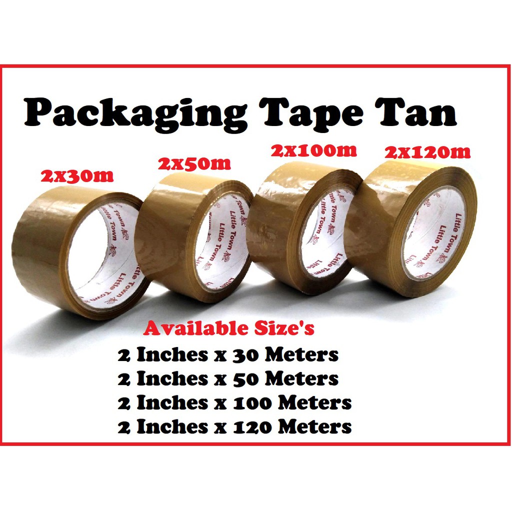 3-rolls-little-town-packaging-tape-tan-48mm-2-inches-30-to-120meters