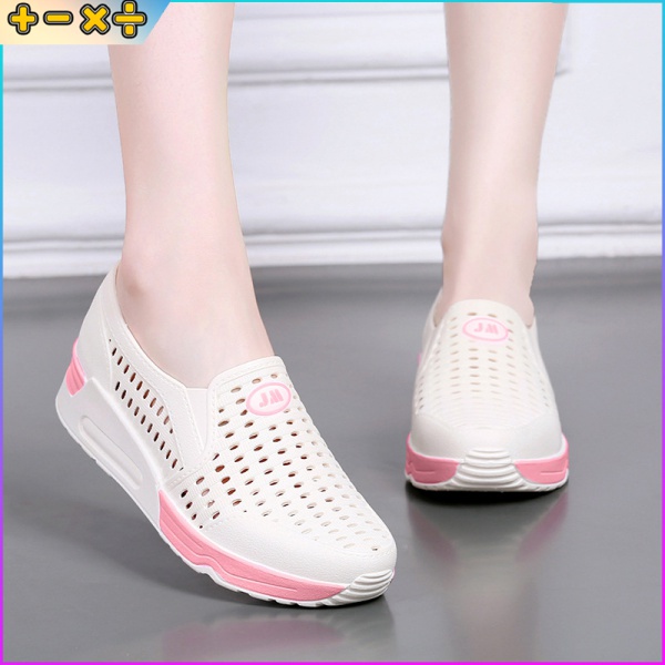 Summer plastic women's sandals white nurse shoes inner heightened hole  shoes wedge heel thick bottom travel beach shoes