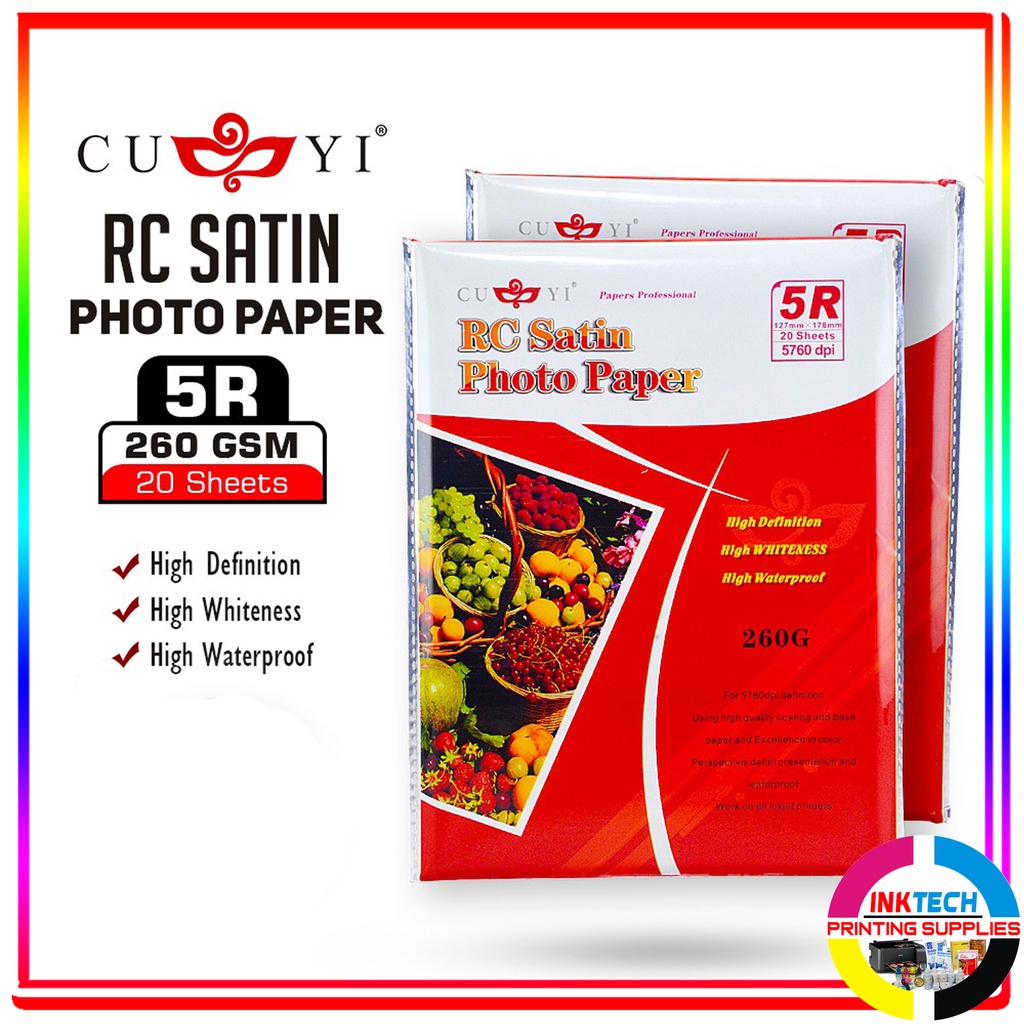 CUYI RC Satin Photo paper 5R Size 20sheets/pack | Shopee Philippines