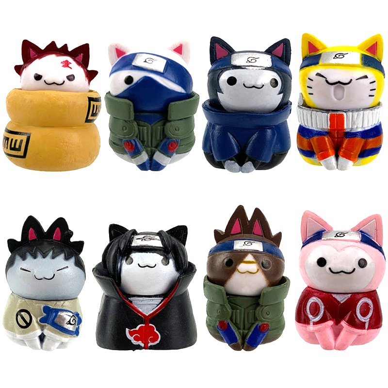 8 pieces Naruto Anime Figures Kitty Cats Kakashi Sakura Sasuke Itachi ...