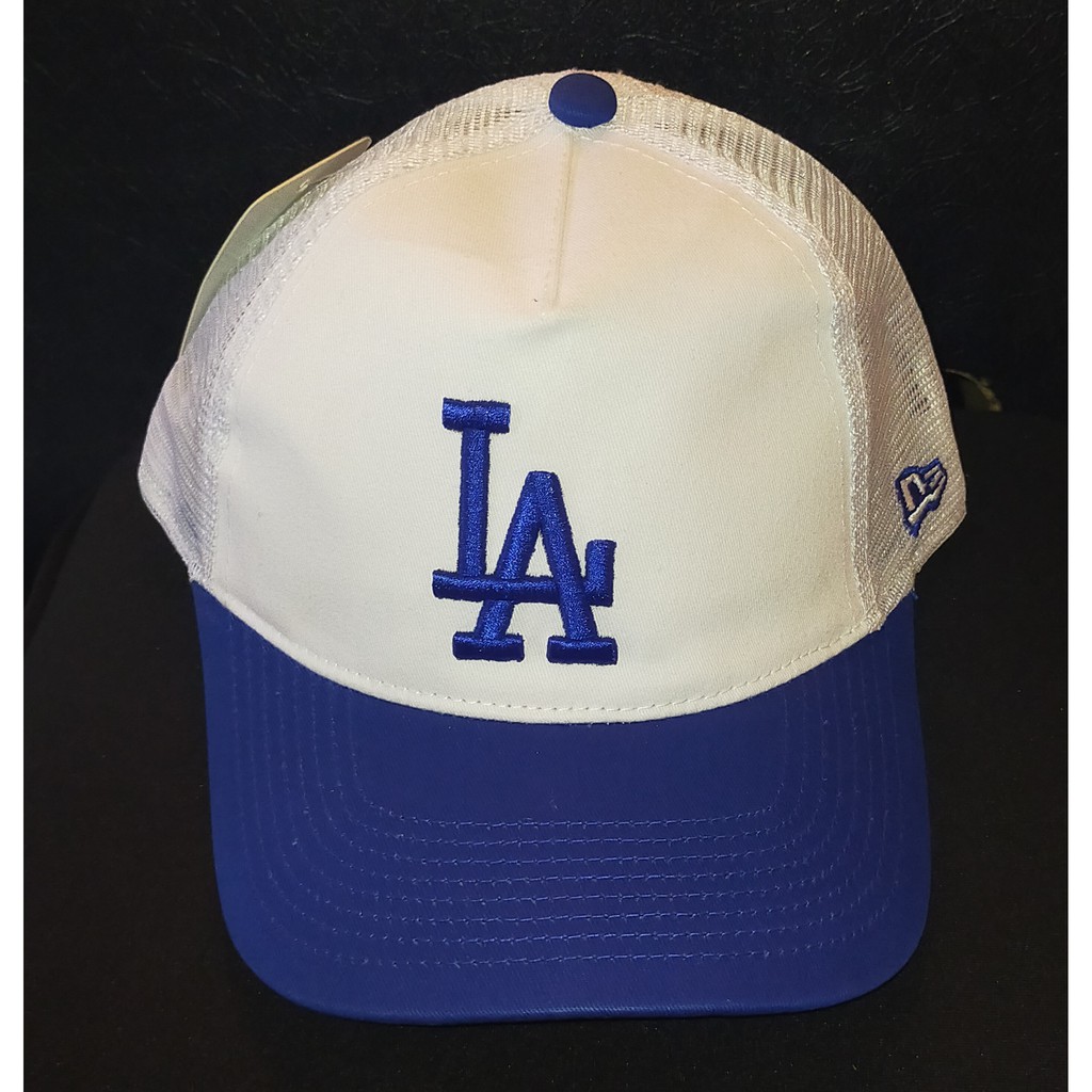 Youth Size LA Dodgers Snap Back Trucker Cap (White Blue)