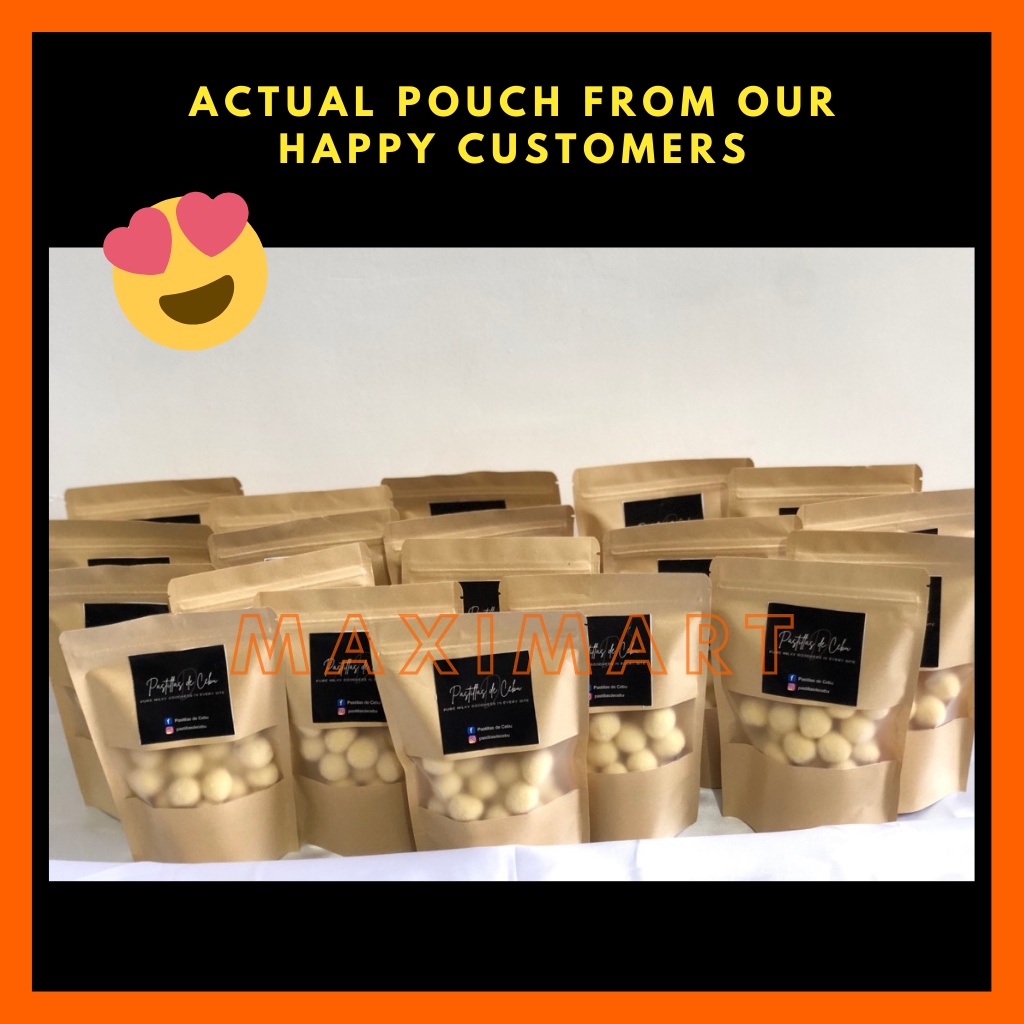 100pcs Kraft Brown Stand Up Pouch with Zip Lock Paper Bag Ziplock ...