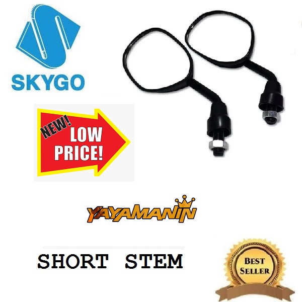 SKYGO DUKE SIDE MIRROR Motorcycle STOCK type SHORT STEM (black ...