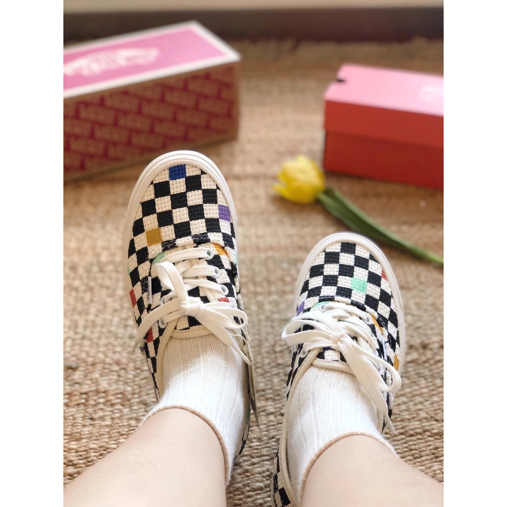 New Vans Authentic summer new color woven color checkerboard