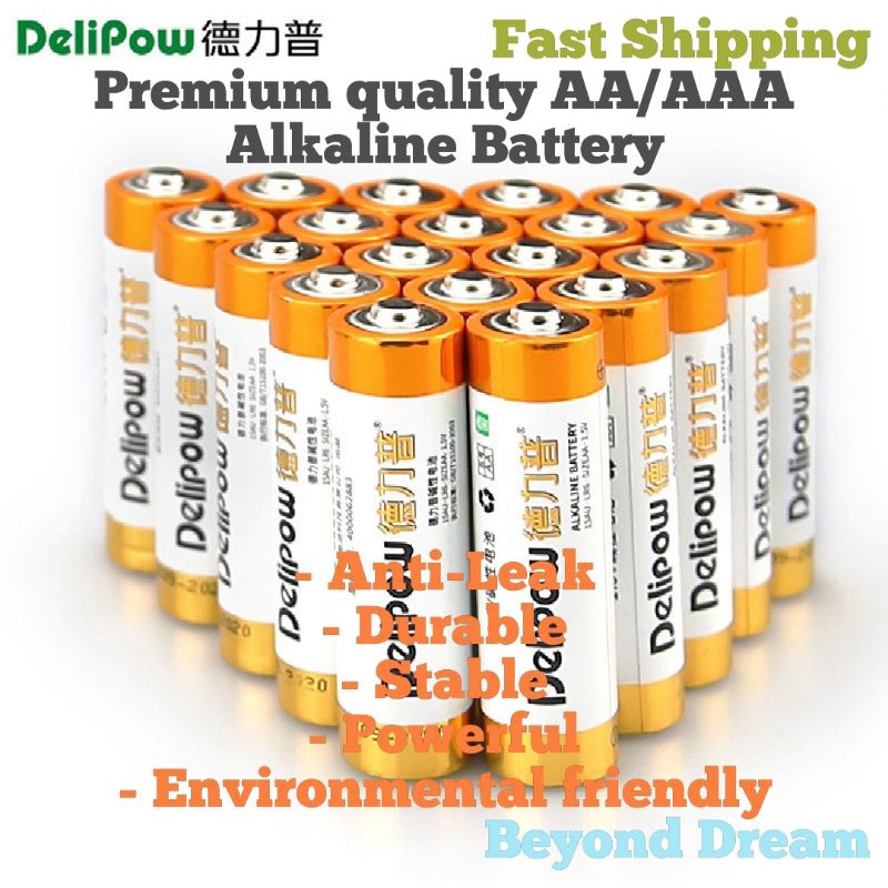 Alkaline Battery Aa Size Lr6 Aaa Lr03 1 5v Delipow Bateri Kering