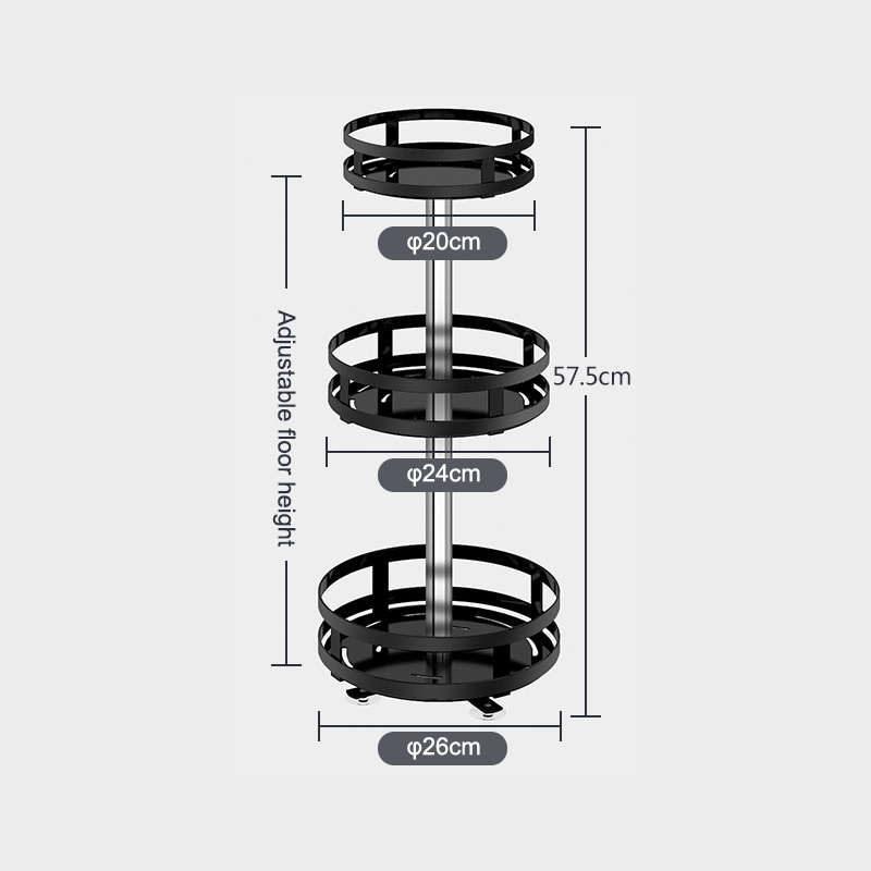 Higher Quality 360° Rotating Spice Rack 1/2/3 Tier Metal Material