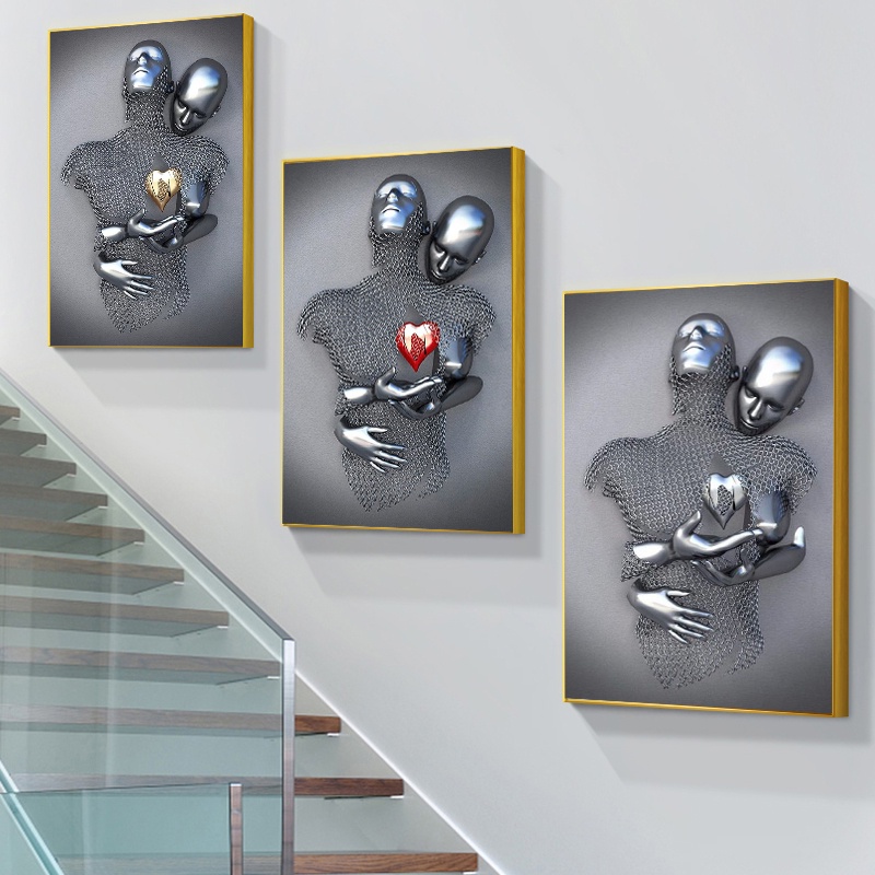 Wallpaper Figure Statue Canvas Painting Red Heart Lover Sculpture Wall