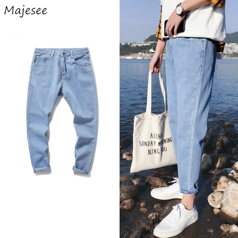 New Fashion Jeans Men Solid Ankle Length Korean-style Leisure Chic Mens ...