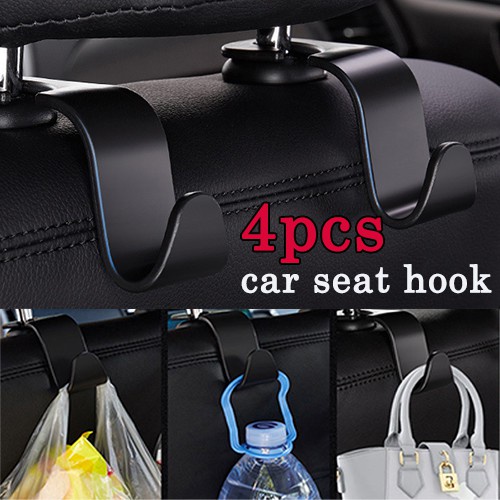 4PCS Car Seat Back Hook Hanger Universal Portable Car Accessories Interior Hanger Holder Storage for Car Bag Purse Cloth Decoration