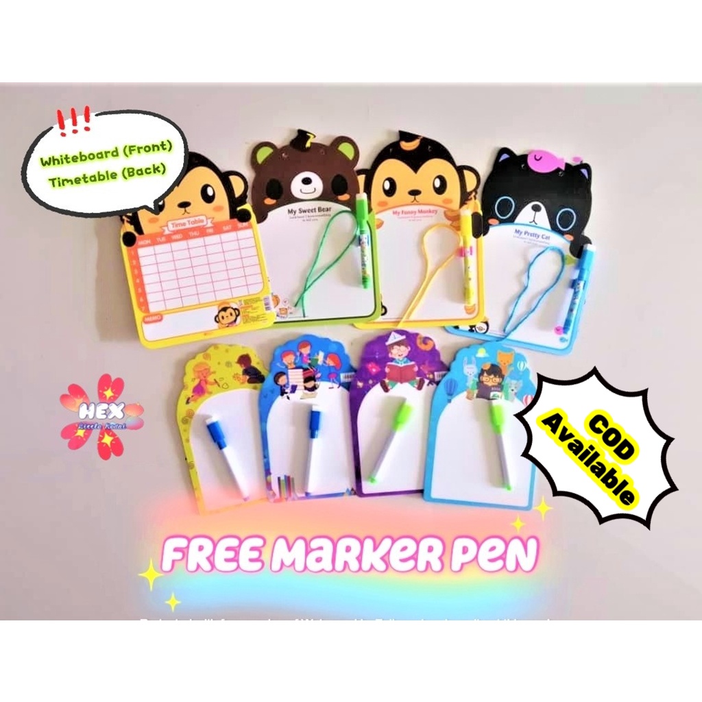 2 in 1 Timetable Whiteboard FREE Marker Mini Drawing Board Kids