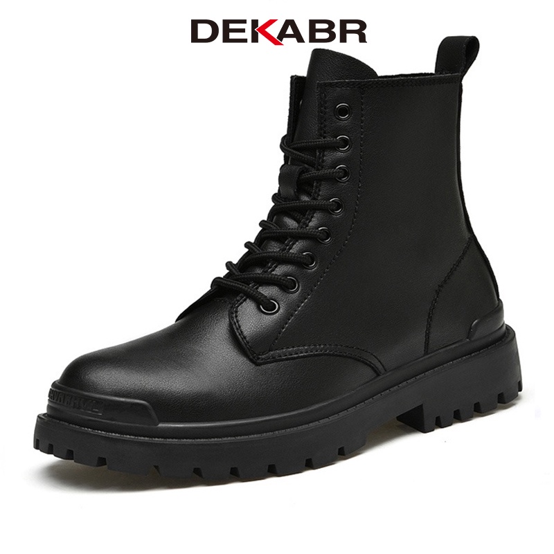 DEKABR Genuine Leather Men's Ankle Boots High Top Shoes For Men Winter ...