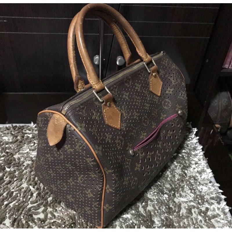 used LV Louis Vuitton Speedy 25 Perforated Pink Bag