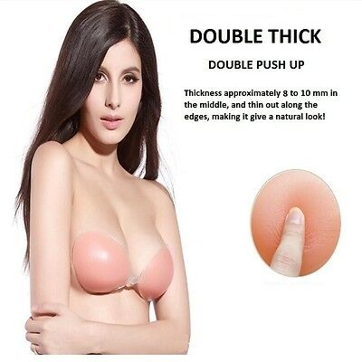 ❤️【Ready Stock】Women Invisible Push Up Reusable Strapless Bra A B C D Cup  Bra Self-Adhesive Silicone