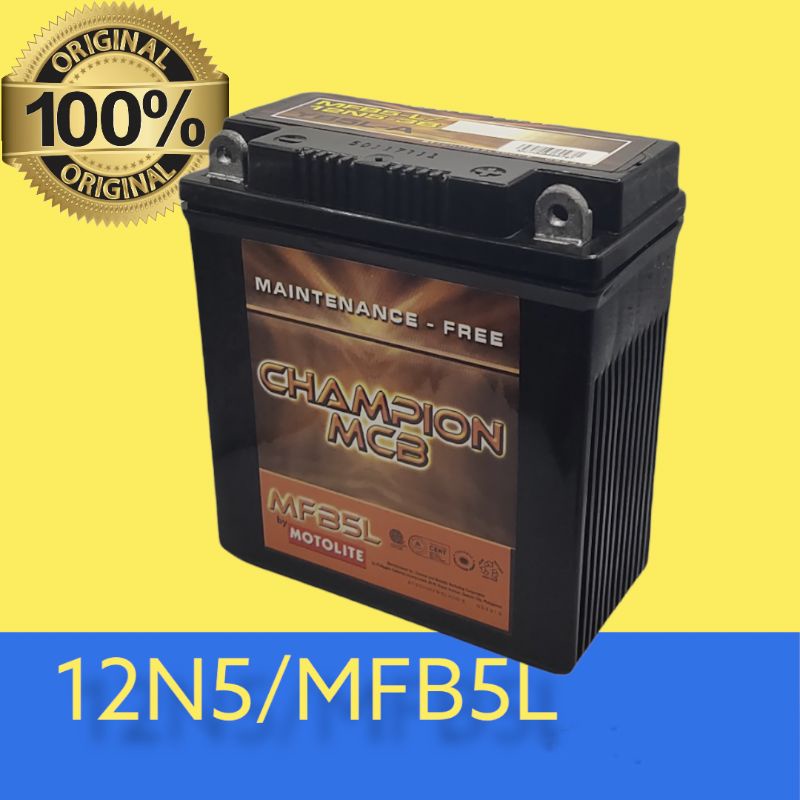 MFB5L CHAMPION(12n5)Motorcycle battery/Mio Sporty(Amore) Shopee