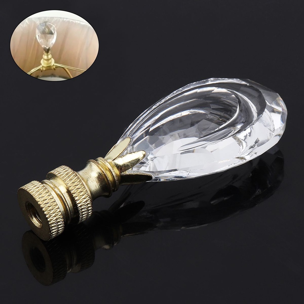 Crystal Finial Lamp Shade Curtain Rod Screw Cap Decorative Head Lamp