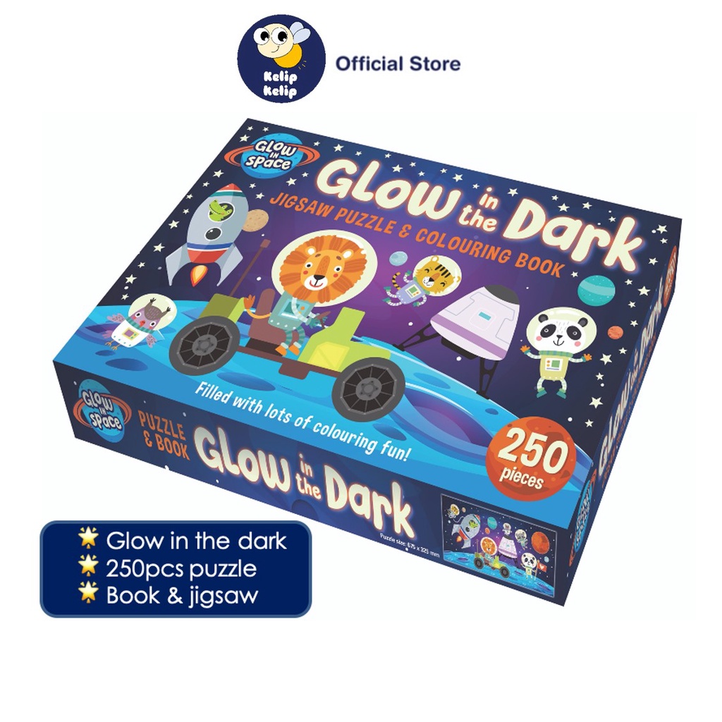 Glow In The Dark Space Colouring Book & Puzzle 250Pcs For Kids With ...