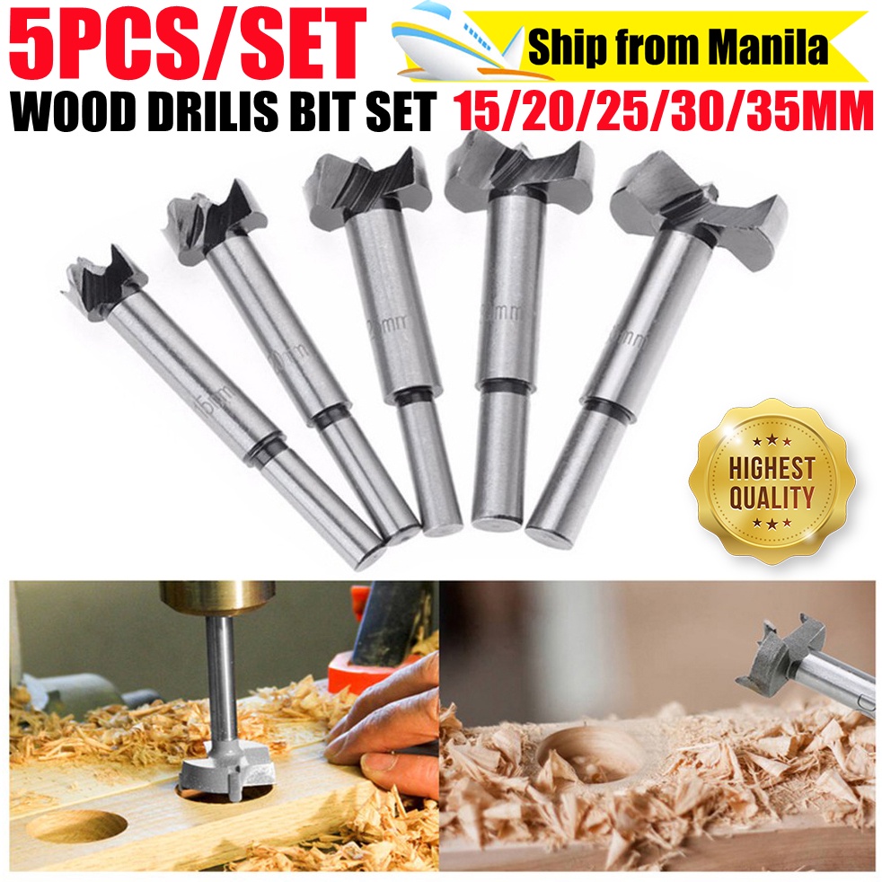 5pcs Forstner Carbon Steel Boring Drill Bits Woodworking Hole Saw