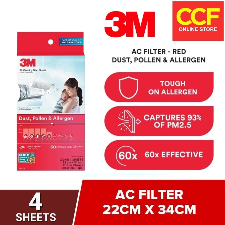 3M Filtrete Aircon Filter Dust Pollen & Allergen 22cm x 34cm ( 1Box 4