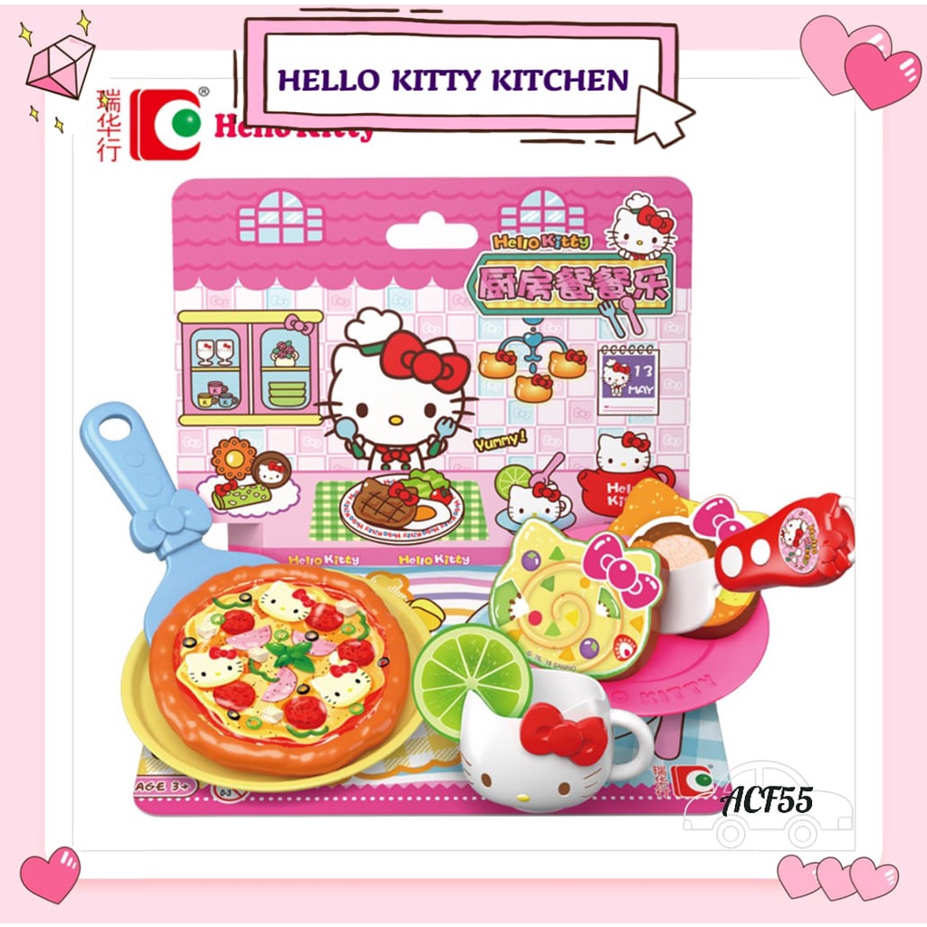 KITCHEN SET HELLO KITTY PRETEND PLAY COOKING CHEF WESTERN FOOD BURGER ...