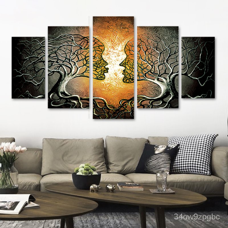 5 Panel Abstract Kiss Tree Canvas Painting HD Print Combination