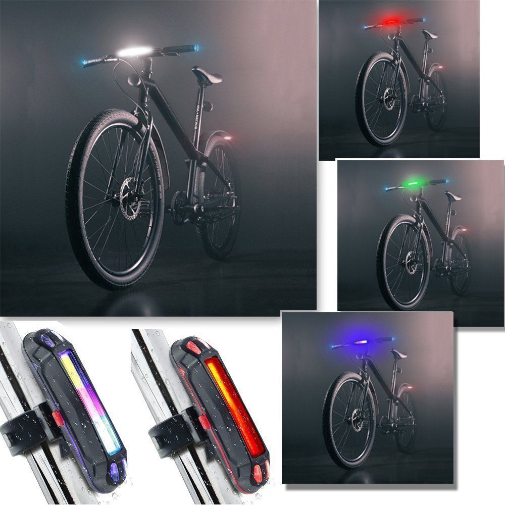 Bicycle Cycling USB Rechargeable Front Rear Light Bike COB Warning