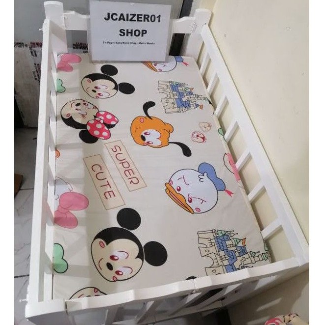 White Crib WAVE Makapal with Uratex foam (22x36 w/ wave design