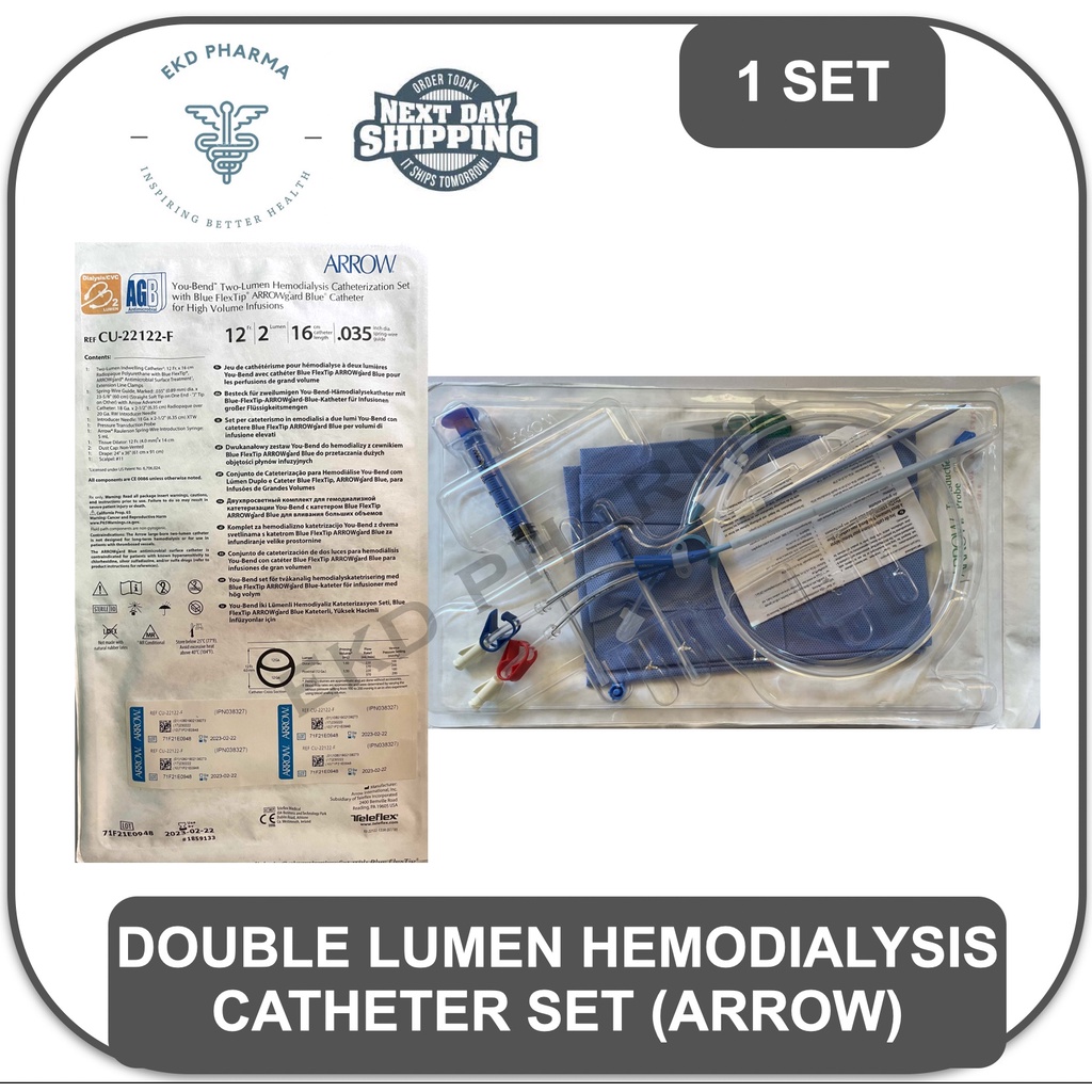 Double Lumen Hemodialysis IJ Catheter Set ARROW/SHUNMEI/MEDX Fr.11.5 x ...