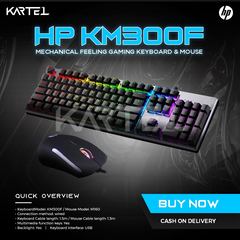 HP KM300F Wired Gaming Keyboard & Mouse Combo, Membrane Backlit,26 Keys