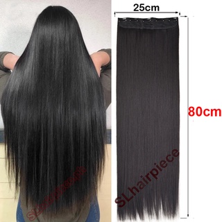 80CM Super Long Straight Hairpiece Invisible Natural Synthetic 5