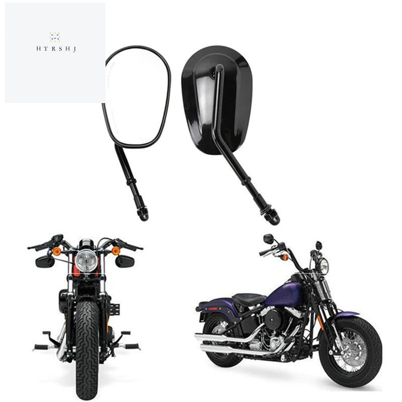 Motorcycle Mirror Black Tapered Teardrop Rearview Short Stem Mirrors ...