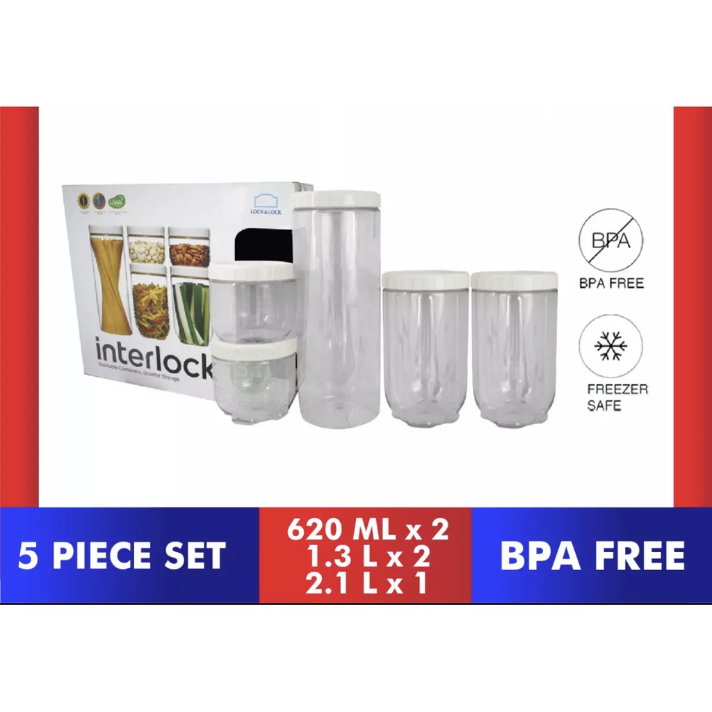 Lock & Lock Interlock Stackable Containers (5 Pcs Set) | Shopee Philippines