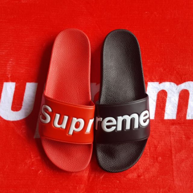 SUPREME Slides Sandals Black and Red Shopee Philippines