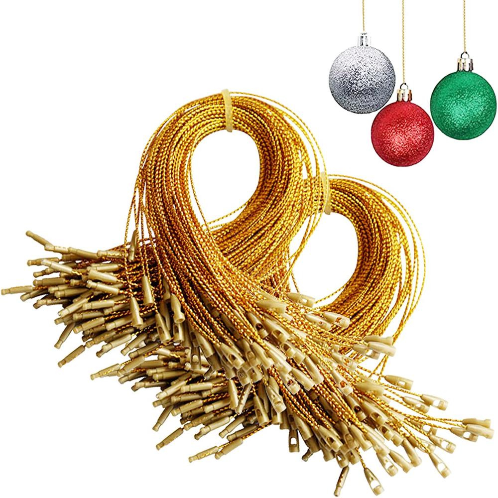100Pcs Christmas Ornaments Hanger String Ribbon Ornament Hook Ropes ...