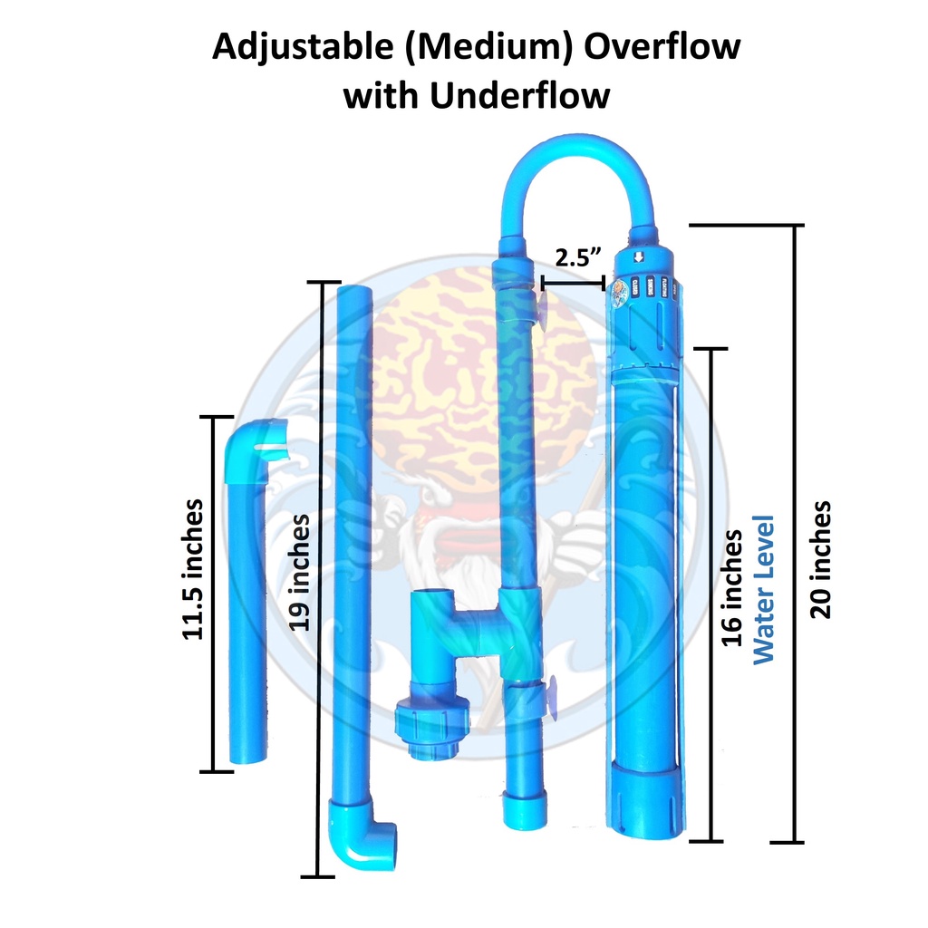 KUYA LITO Adjustable MEDIUM Overflow with Underflow for Medium Aquarium ...