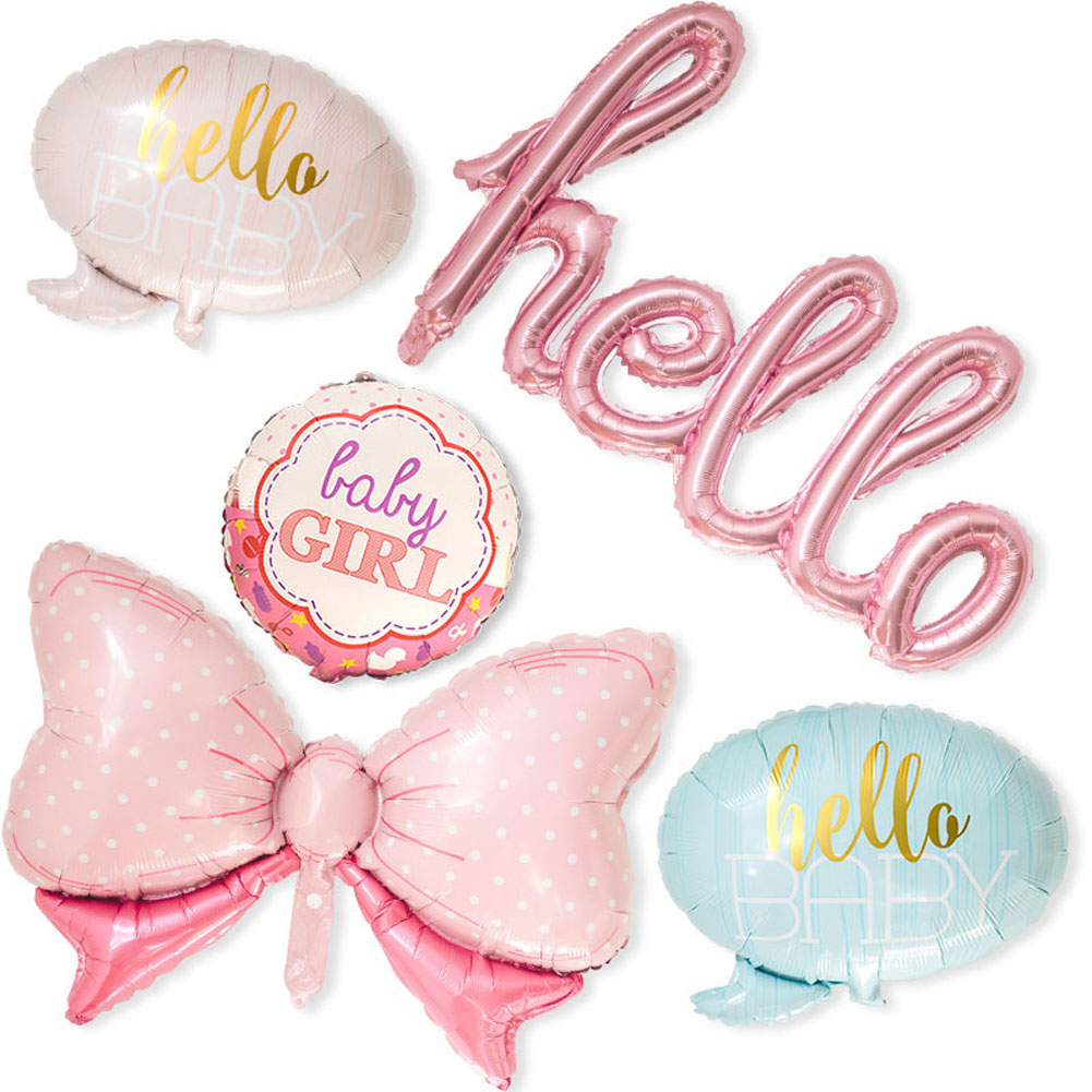 Baby Shower Foil Balloons Baby Girl Baby Boy Bow Helium Balloon Bow ...