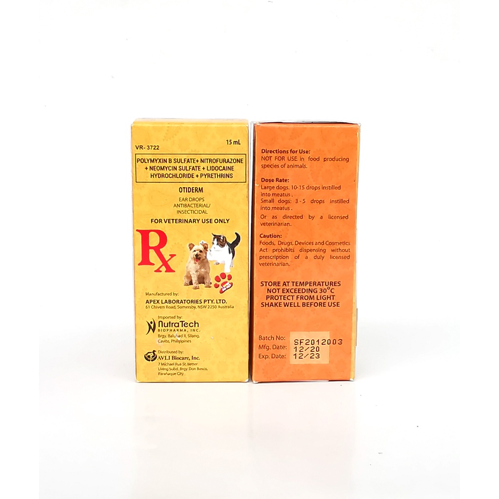 Otiderm Ear Drops for Dogs and Cats Antibacterial/Insecticidal 15ml