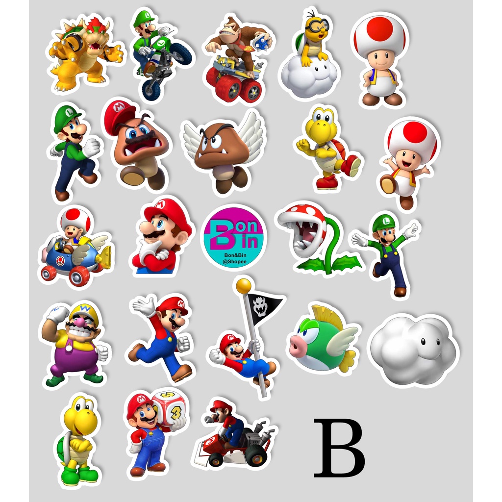 Super Mario - 50Pcs Sticker set - children's toy stickers | Shopee ...