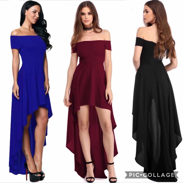 YC off shoulder dress long back dress offshoulder Cocktail & Party ...