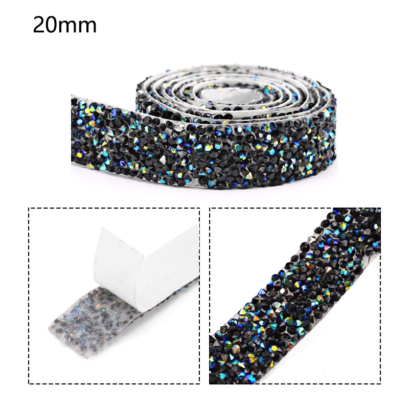 QIAO Self-adhesive Rhinestones Trim Glitter Crystal Tape Strass Ribbon ...