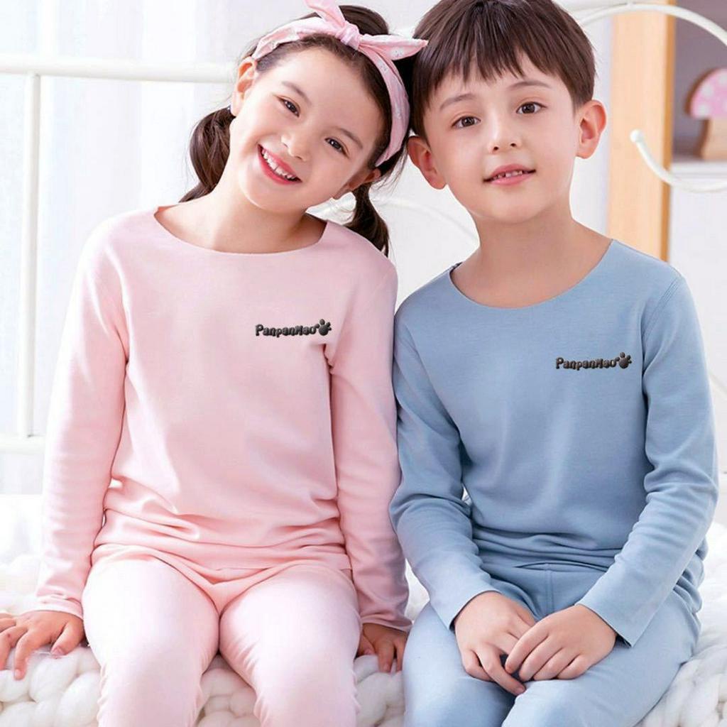 Children's Seamless Boys and Girls Underwear Set Fleece-Lined Baby Fever Thermal  Clothes Girls' Long