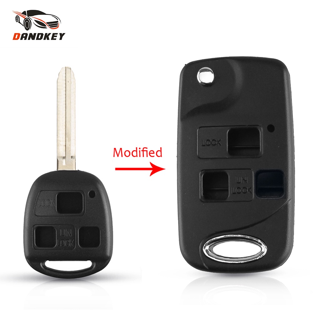MODIFIED FLIP FOLDING 3 BUTTON REMOTE KEY SHELL FOB CASE FOR TOYOTA FJ ...