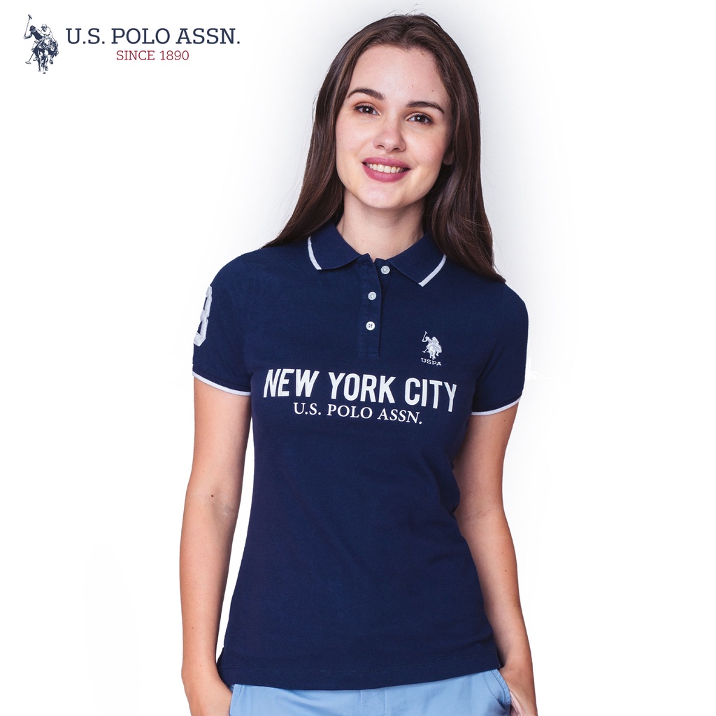 U.S. Polo Assn. 100% Cotton Button Collar Short Sleeve Women's