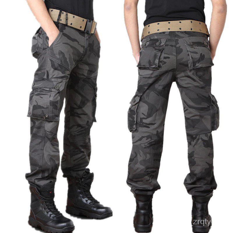  Men Military Cargo Pants Cotton Many Pockets Stretch