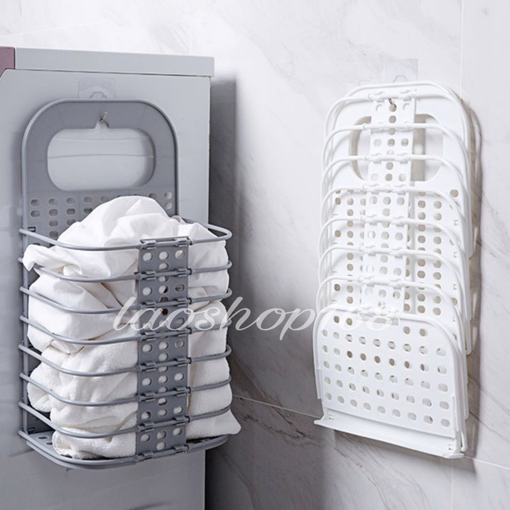 Wall Mounted Laundry Basket Hanging Foldable Hamper. S Shopee
