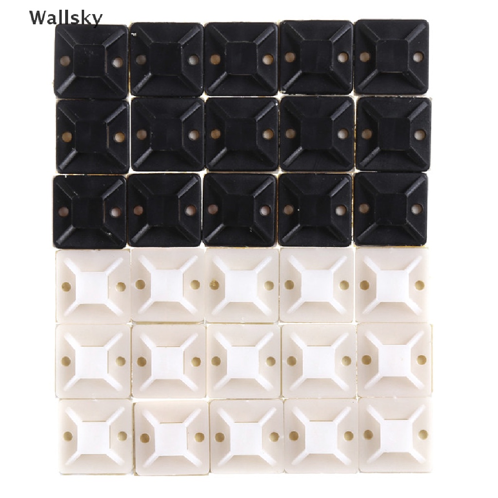 Wallsky> 100Pcs/set 20mm Mounts Moung Base Clamps Clips Self Adhesive ...