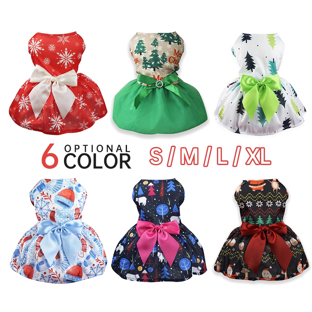 Dog christmas dress Puppy Dress Shih Tzu Pet Skirt Dog Clothes Terno